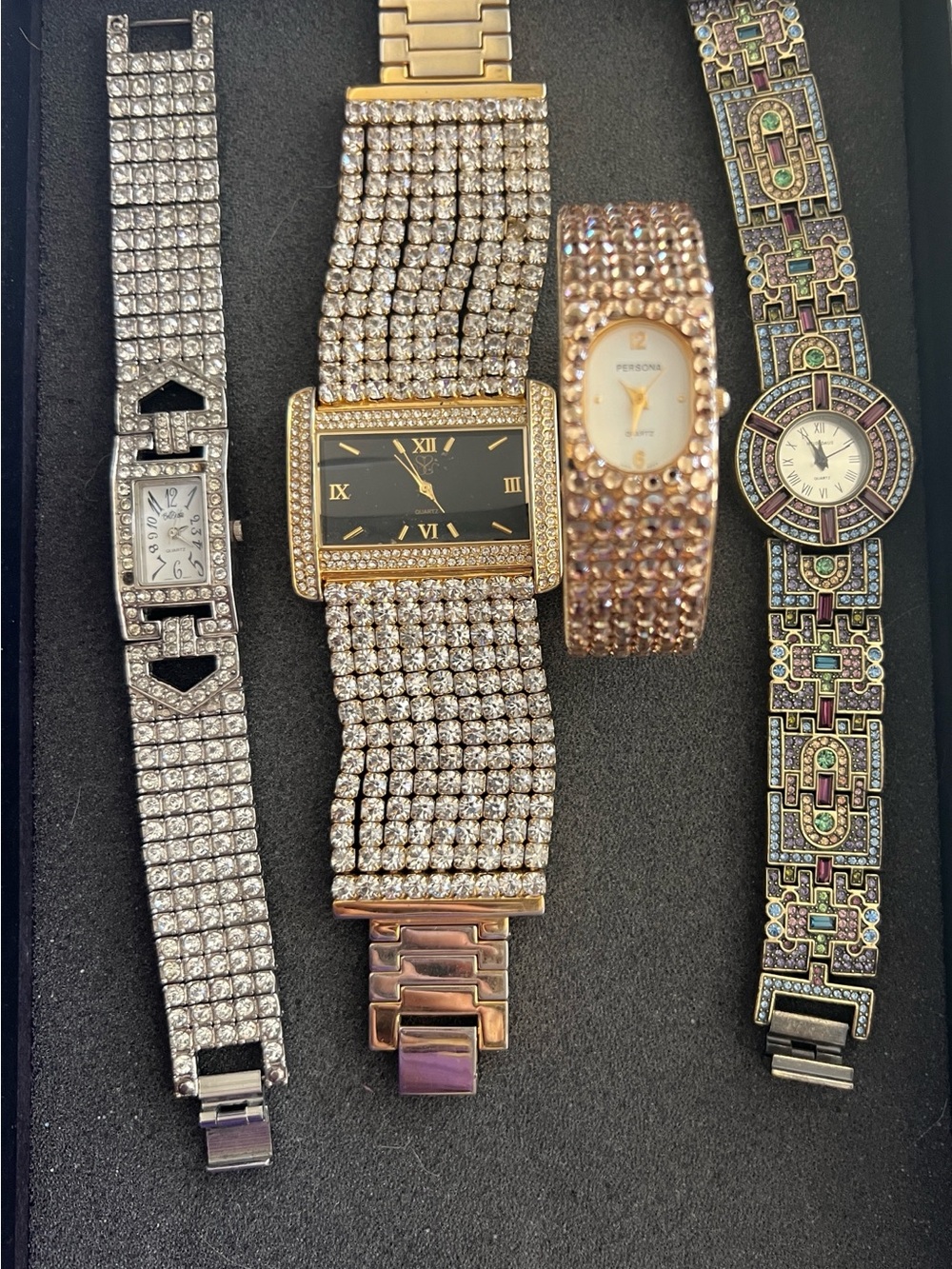 Heidi Daus, Bob Mackie, Olivia Pratt, Persona, watch bundle rhinestone 4 pc.